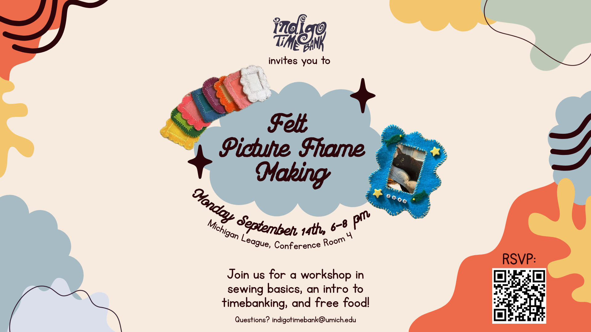 Hosting a felt picture frame making workshop to kick off our student org for the year!