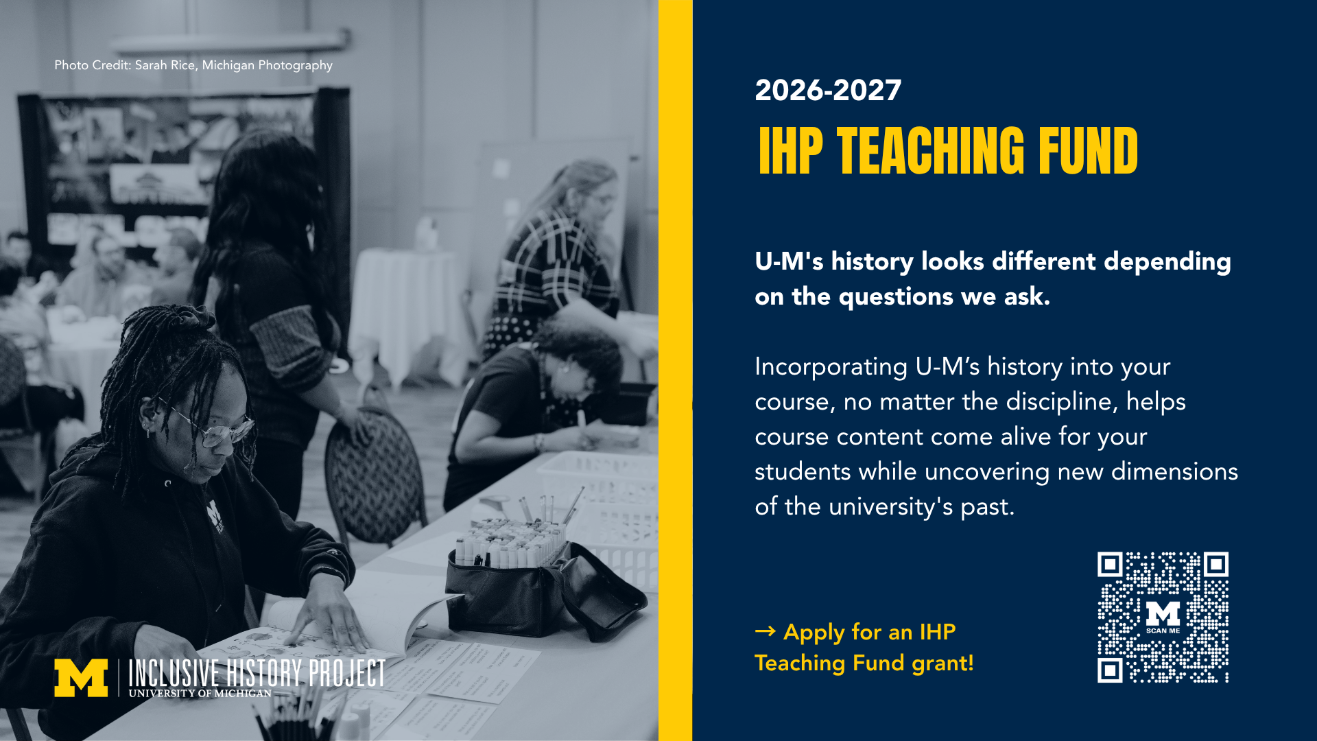 Inclusive History Project Teaching Fund, apps due October 29