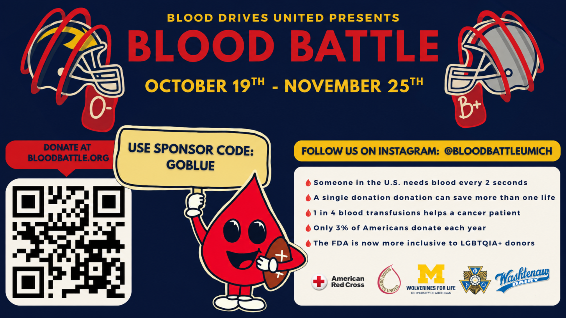 Ad pushing people to donate blood and learn more about our club