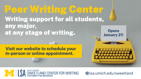 Opening of the Peer Writing Consultant Program
