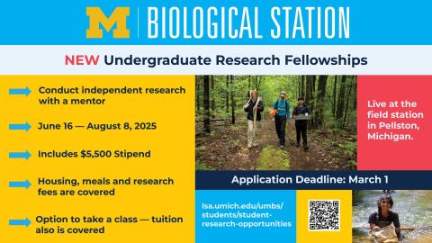 UMBS 2025 Undergrad Research Fellowships 