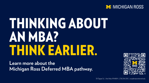 Advertising for a new Deferred MBA admissions pathway for the Full-Time MBA program