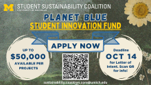 Advertising our Planet Blue Student Innovation Fund grant program
